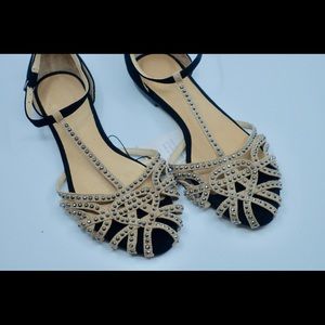Bedazzled Black and Creme Summer Sandals
